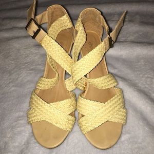 Tan / nude braided wedge sandal